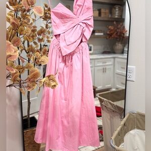 Pink Bow Midi Dress